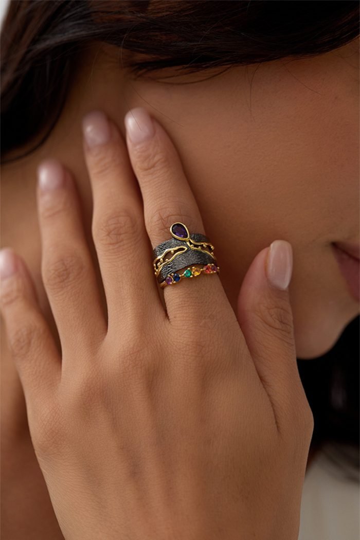 Amethyst vintage wide ring - Image 5