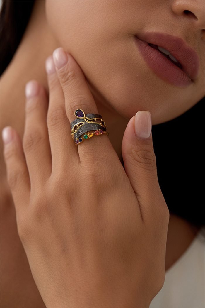 Amethyst vintage wide ring - Image 6