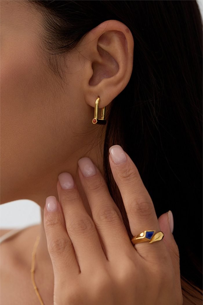 Heart lock set lapis lazuli earring