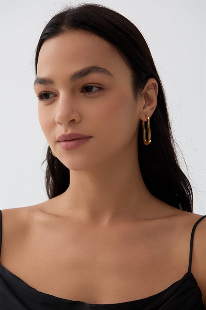 Oval Large gold hoop earrings