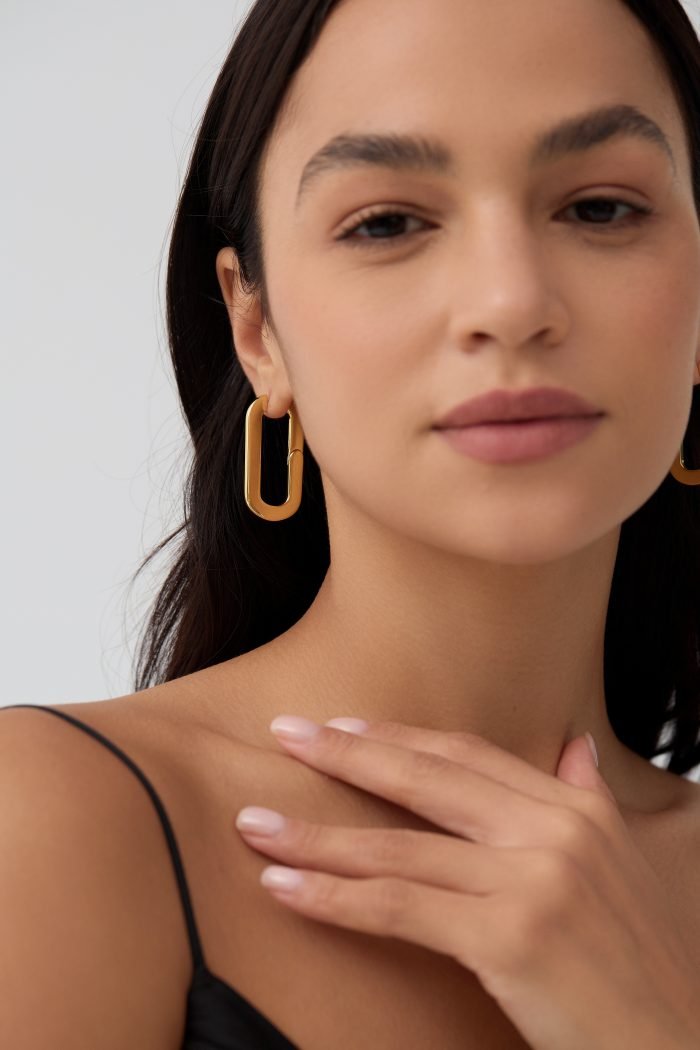 oval large gold hoop earrings