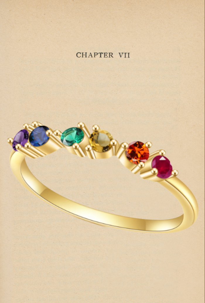 Exquisite rainbow ring with 6 gems