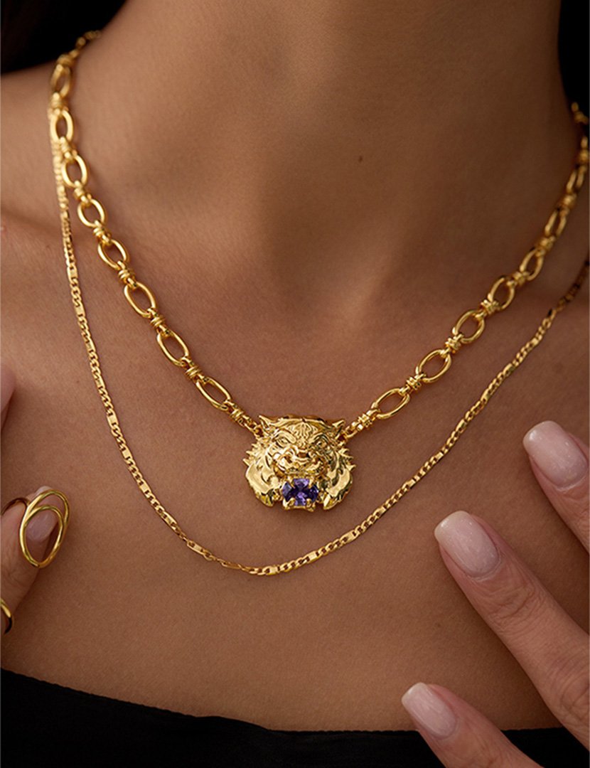 Gold stacked necklace