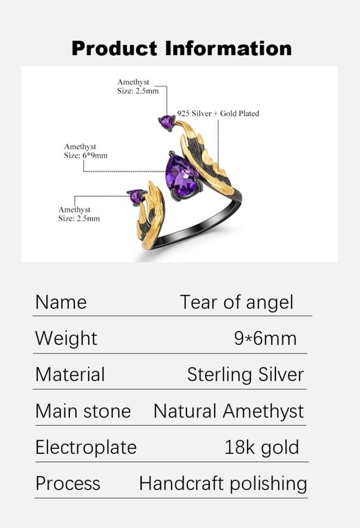 angel's purple tears opening ring