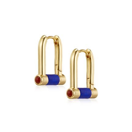 Heart lock set lapis lazuli earring