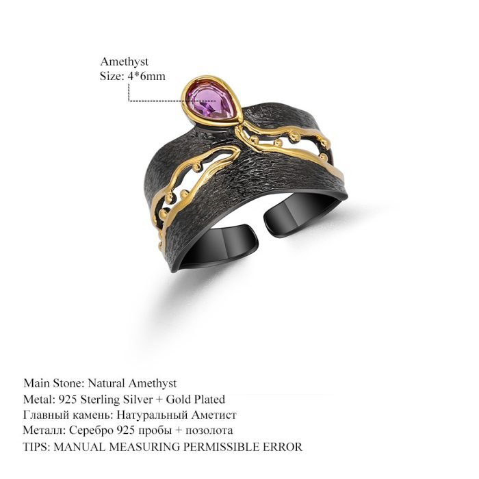 Amethyst vintage wide ring - Image 8