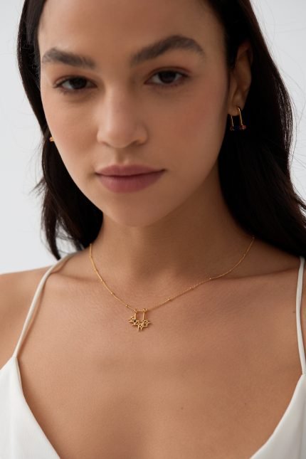 sterling silver stars necklace with garnet