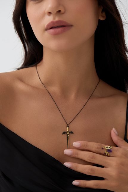 Dark sword with citrine black necklace