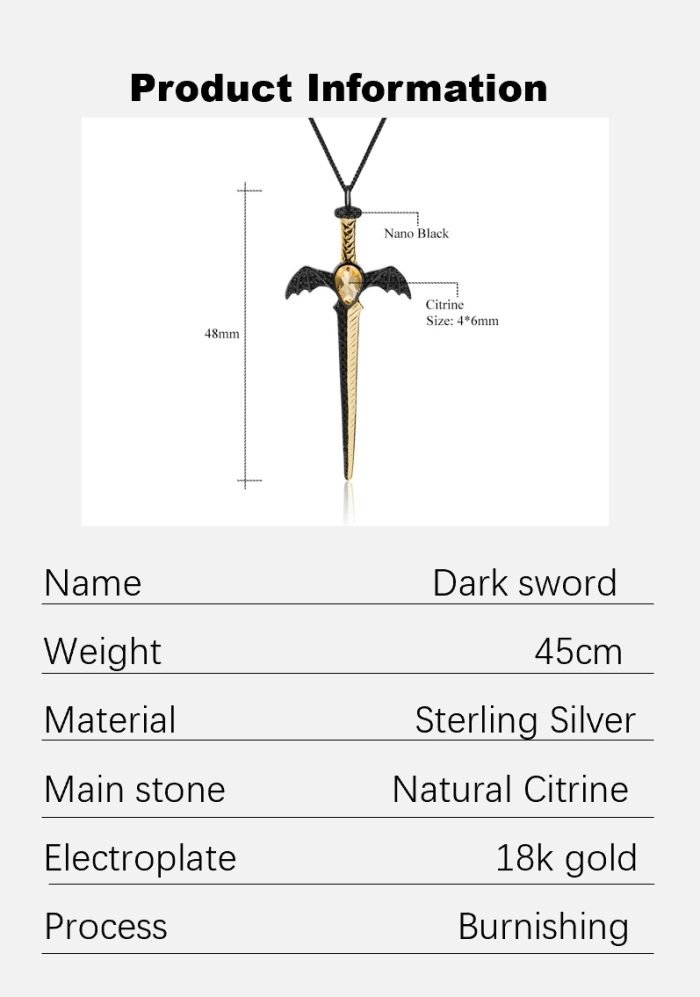 Dark sword with citrine black necklace