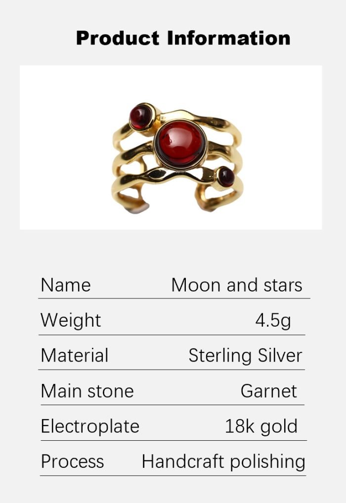 Vintage triple ring set with garnet