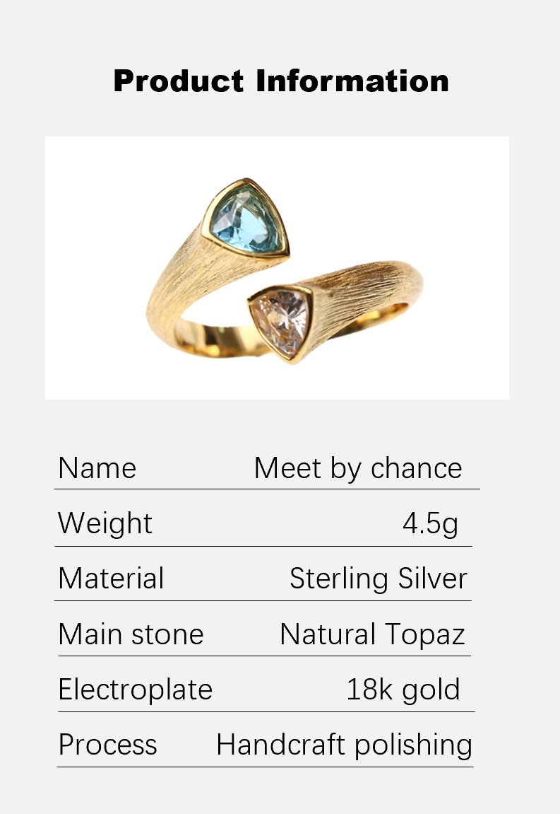 vintage set Topaz brushed ring - ZM.CHI Jewelry