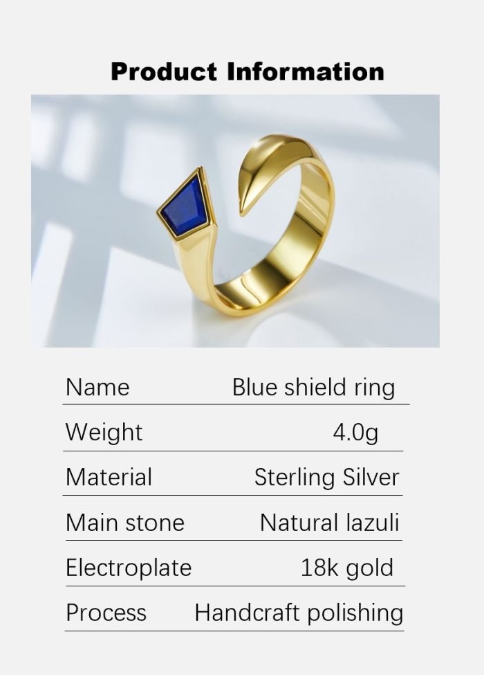 sterling silver ring set with lapis lazuli open ring