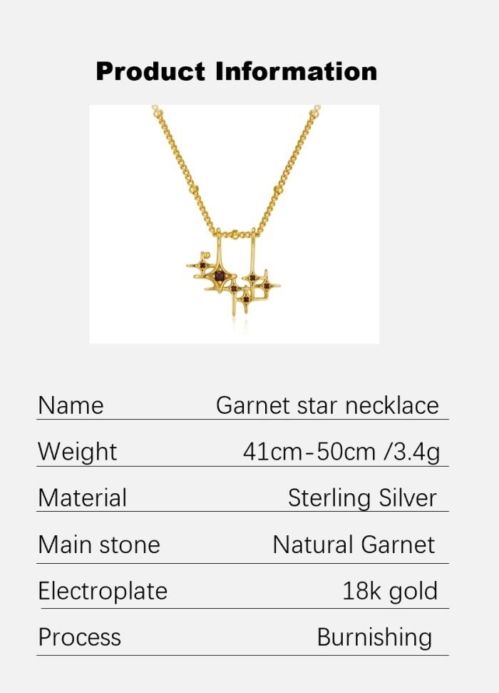 Gorgeous garnet stars gold necklace
