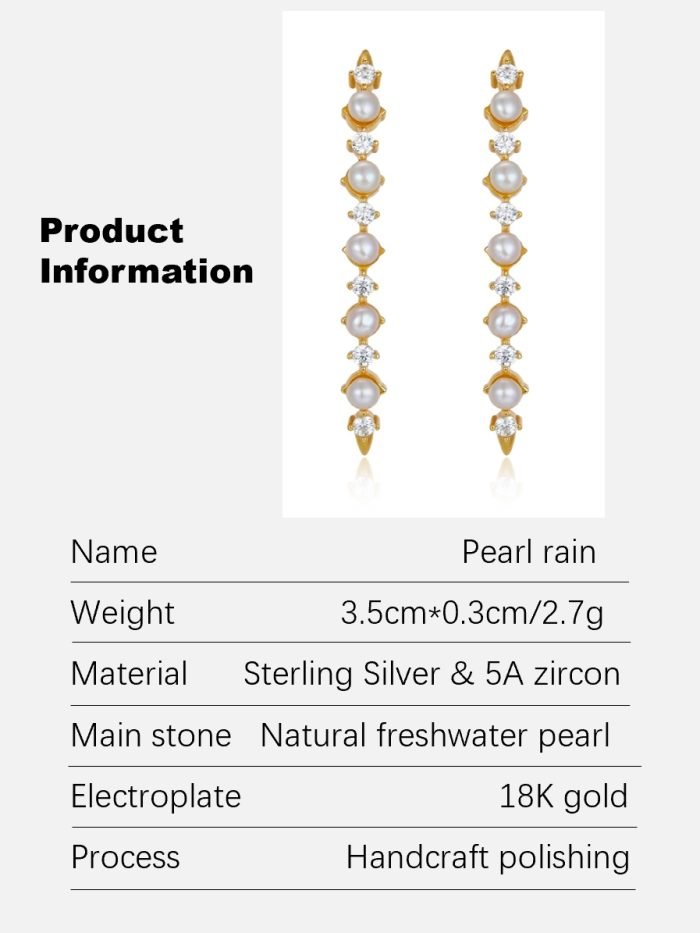 Natural small Pearls vertical niche stud