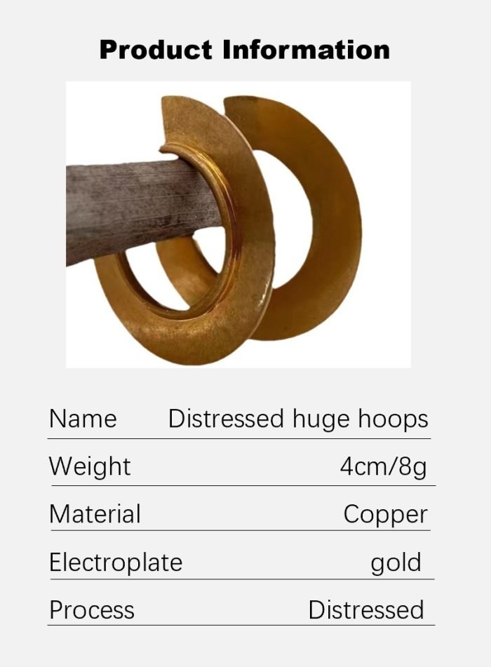 Dark gold vintage C hoop earrings