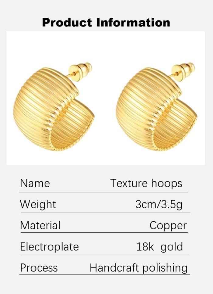 Embossed texture delicate hoops