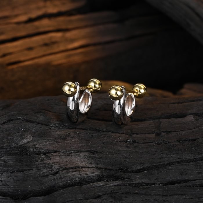 Simple delicate crescent sterling silver stud earrings