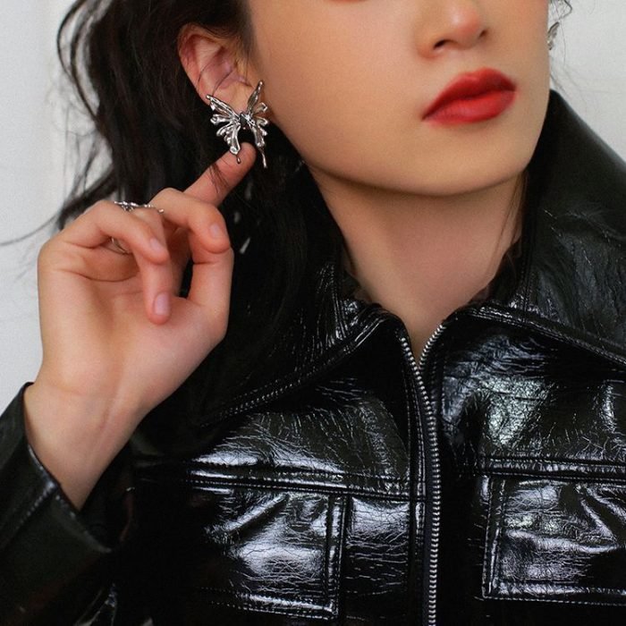 vivid silver butterfly large stud earrings