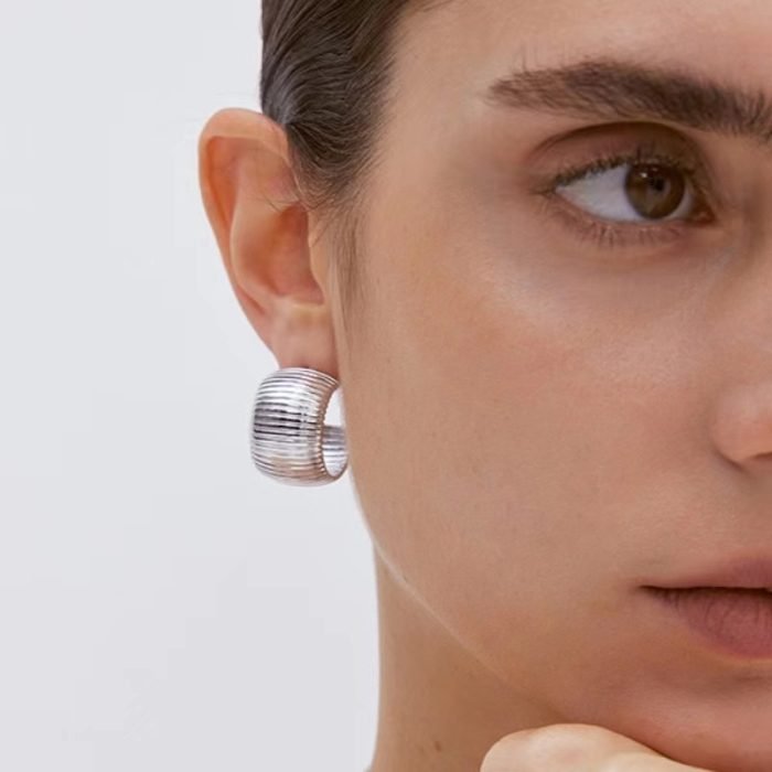 Embossed textured delicate hoops