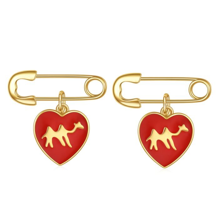 street style Pin red heart pendant earrings