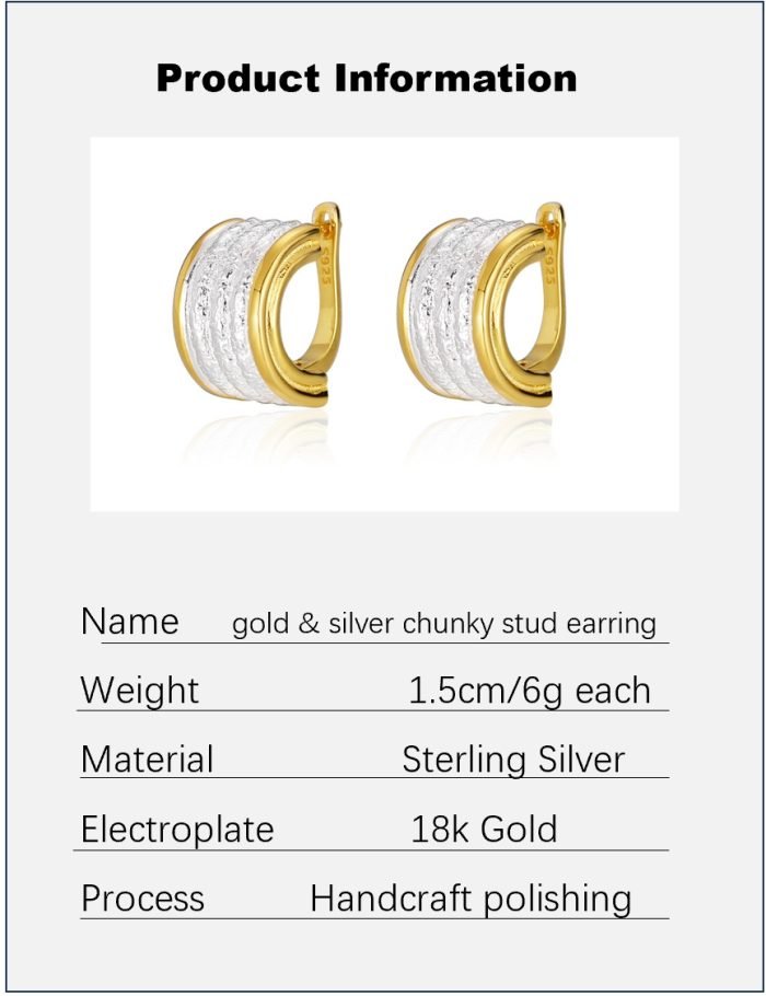 gold&silver chunky stud earring - Image 5