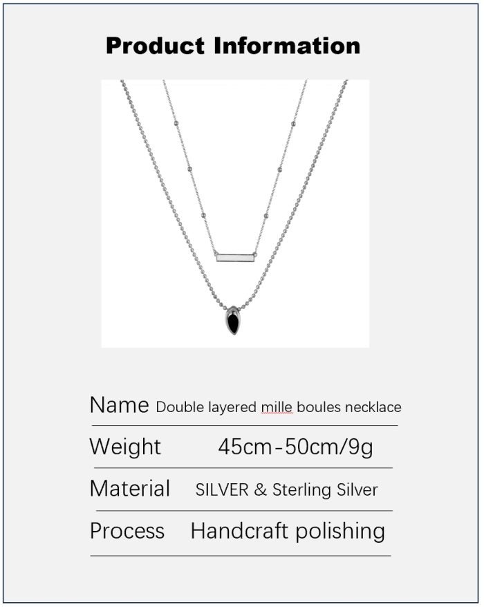 Black and White enamel double layered mille boules necklace