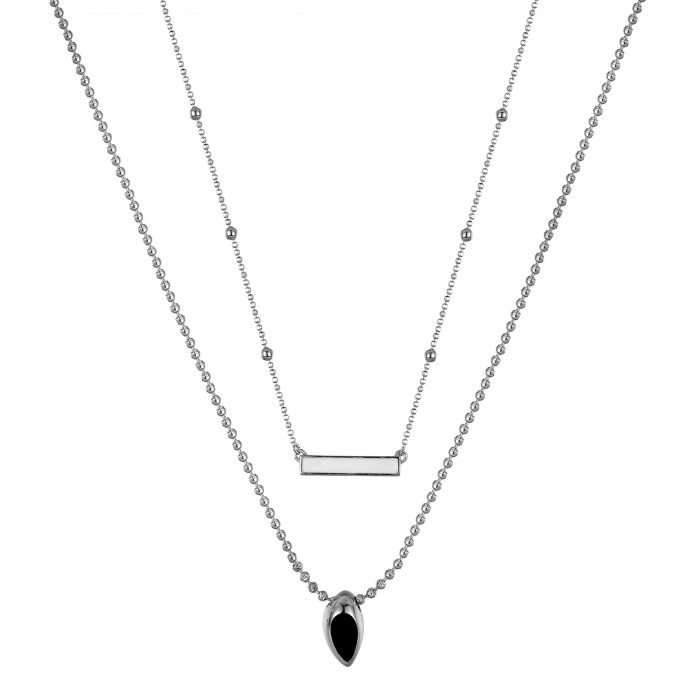 Black and White enamel double layered mille boules necklace