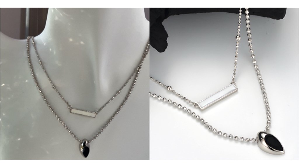 Luxury Black and White Enamel Mille Boules Necklace in Sterling Silver by Zmchijewelry