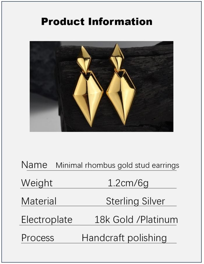 Minimal rhombus  drop earrings - Image 5
