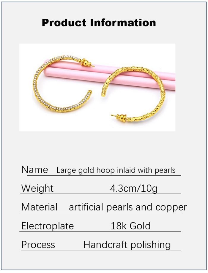 Large gold hoop inlaid with pearls